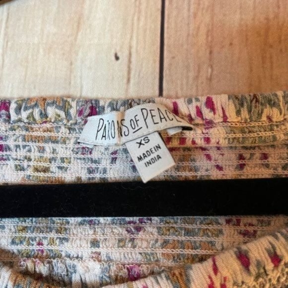 Patrons of Peace Midi Dress XS Raspberry Blue Peasant Off Shoulder - Picture 3 of 5